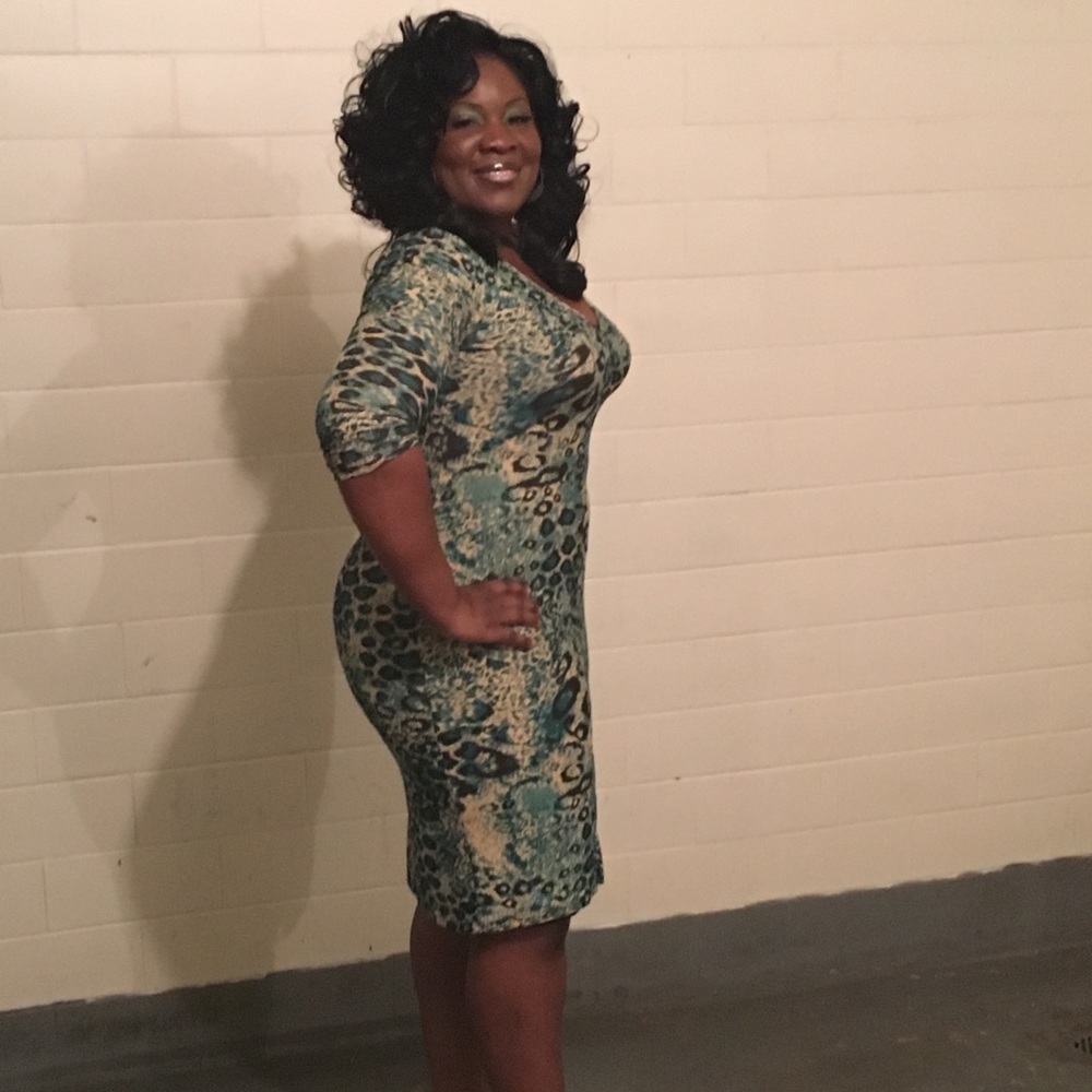 Green printed dress